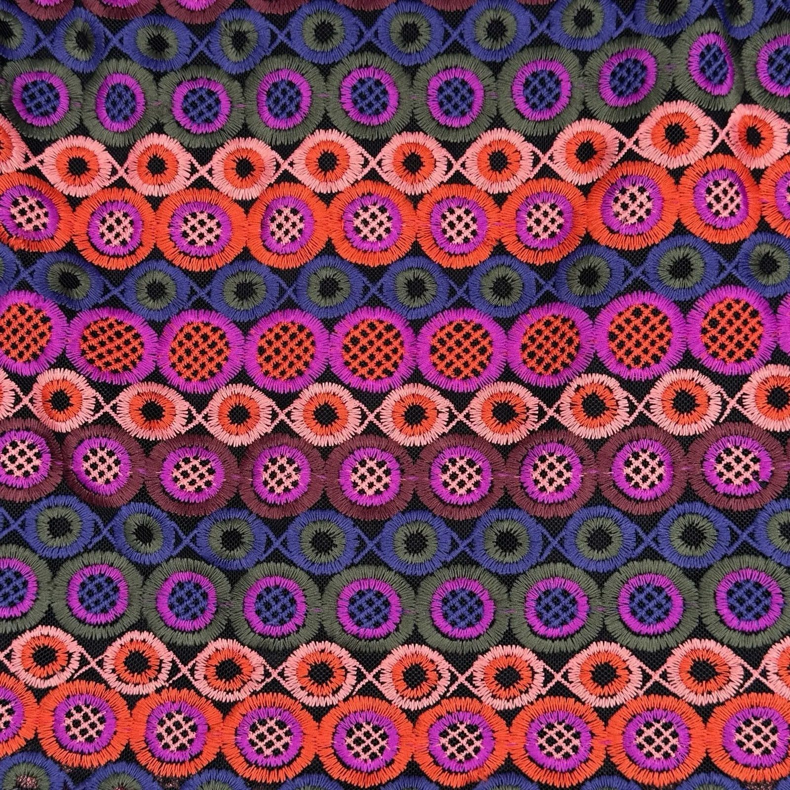 Hutch Skirt‎ Womens 0 Purple Orange Embroidered Circles Preppy Bohemian Colorful - Image 5