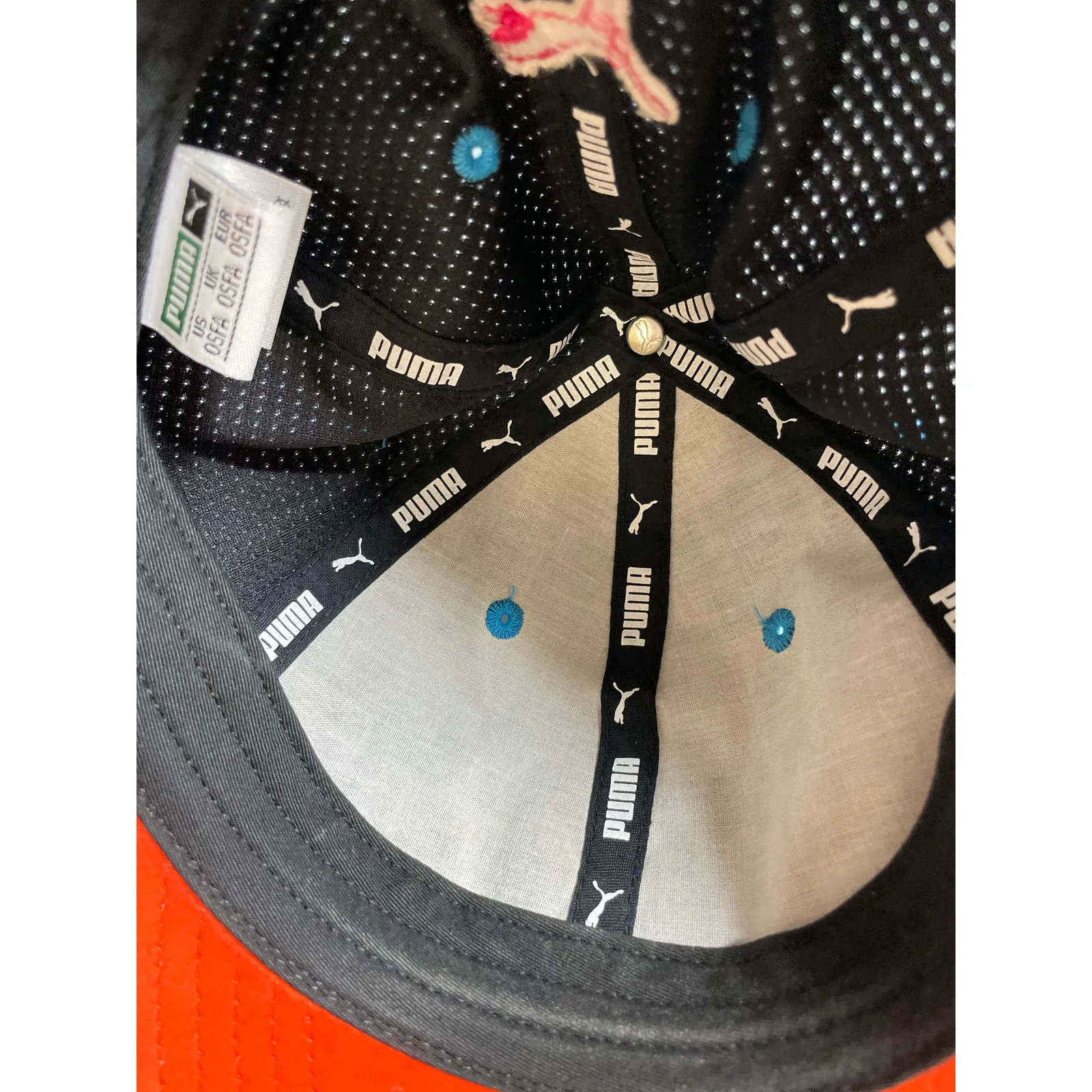 Puma Women's Black Logo Patch Breathable Velcro Strapback Hat Cap Size OS - Image 3