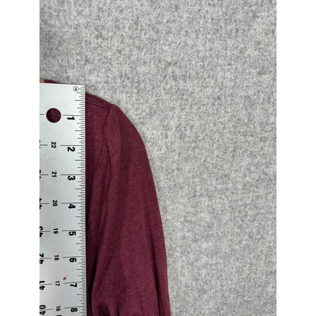 Maeve Medium Womens Dress Low Cut V-Neck Burgundy Stretch Faux Wrap Knee Length - Image 9