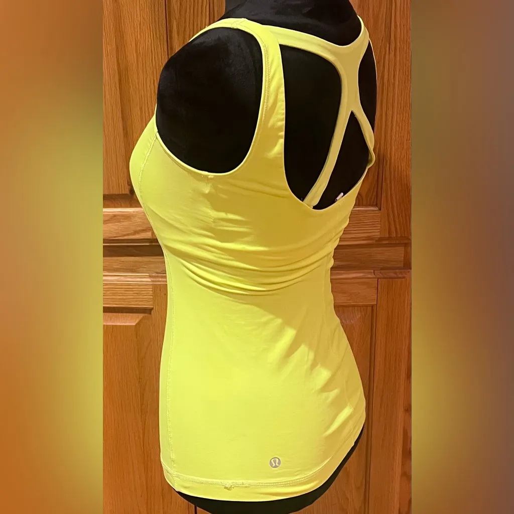 Lululemon Optimal Double Strap Cutout Back Tank Top in Ray Neon Yellow Size 4‎ - Image 13