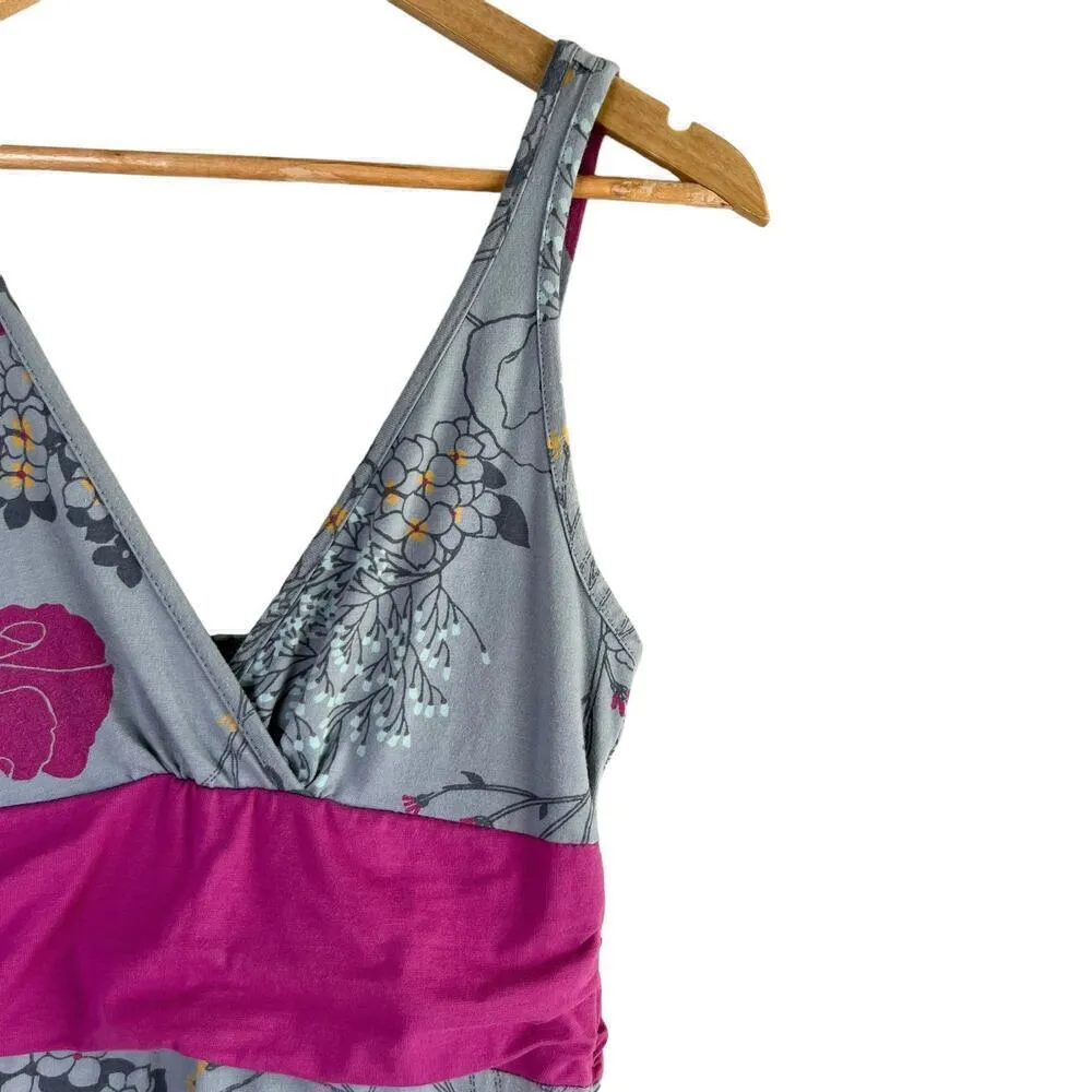 Patagonia Margot Organic Cotton Dress‎ in Grey Pink Floral Sleeveless, Small - Image 6