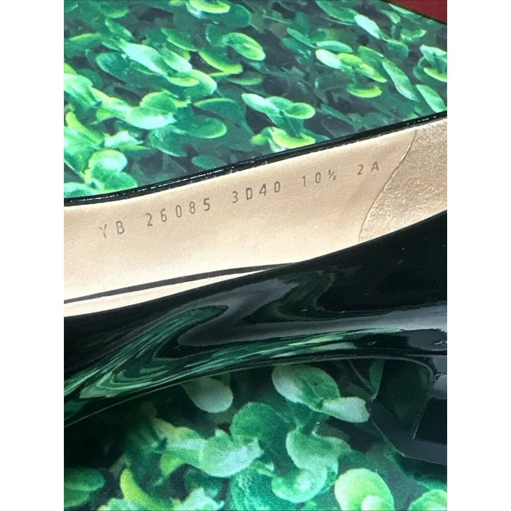 Salvatore Ferragamo Black Patent Leather Chunky Kitten Heels Pumps size 10 AA - Image 6