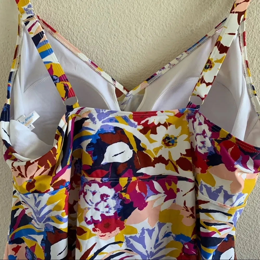 Jams World Hula Moon Floral Tankini High Neck Halter Built In Bra Modest 4X - Image 12