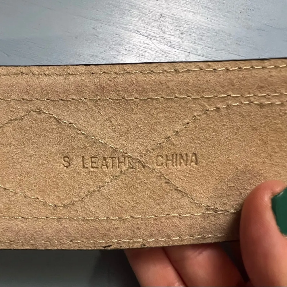 Wide Brown Leather Statement Belt size small - Image 6