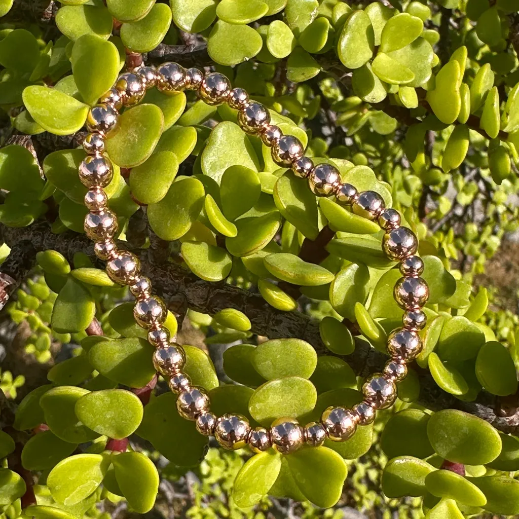 Rose Gold Filled 4 / 6mm beaded Luxe Stackable Bracelet Made On Maui - Image 4