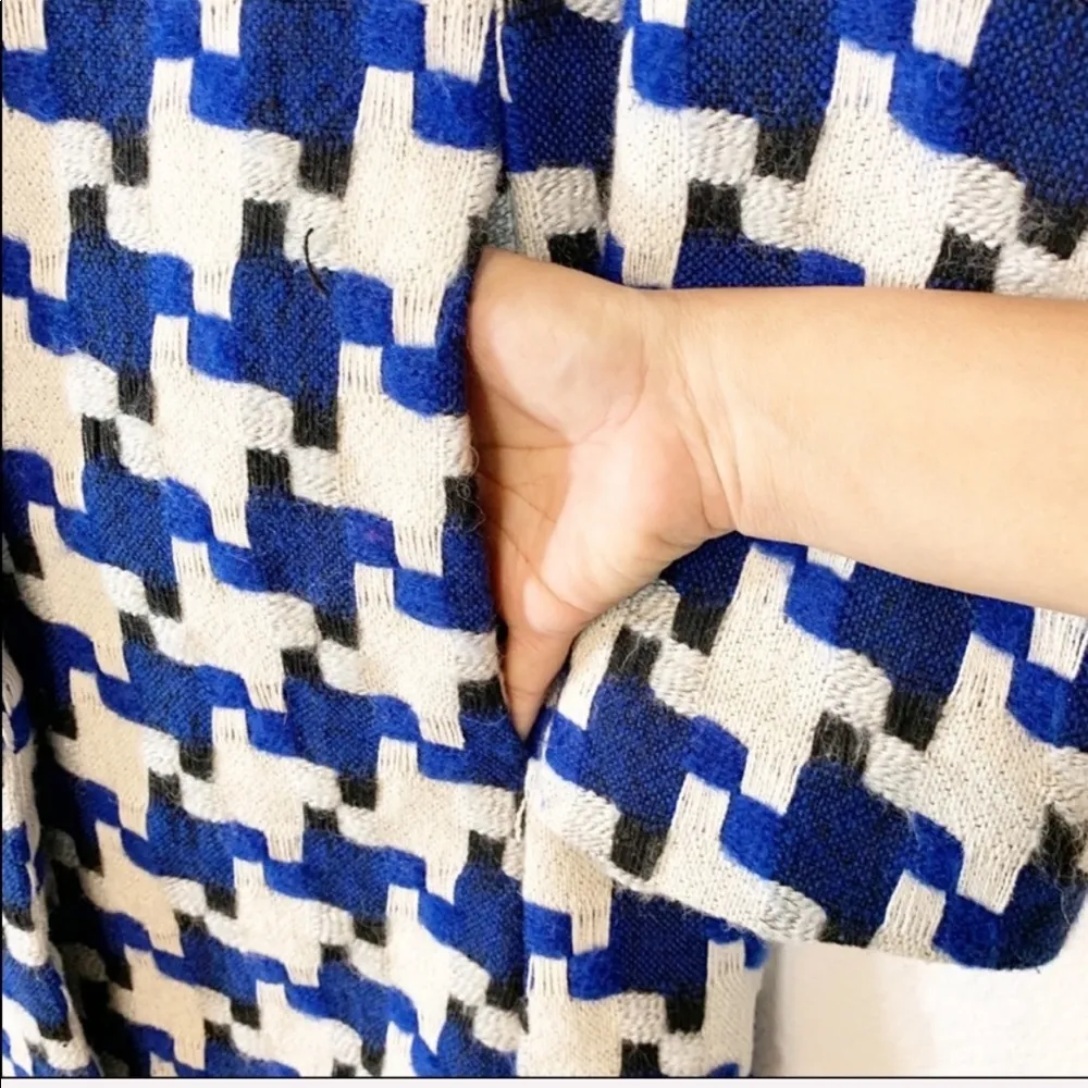 Allison New York Blue and Black Print Coat Size M - Image 3