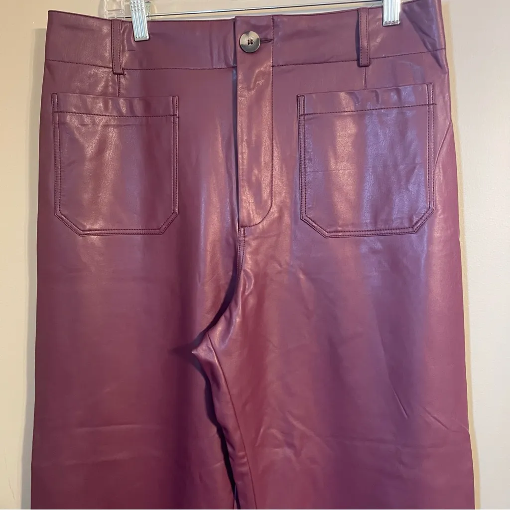 Anthropologie Maeve Collette Plum Vegan Leather Pants NWOT - Image 2