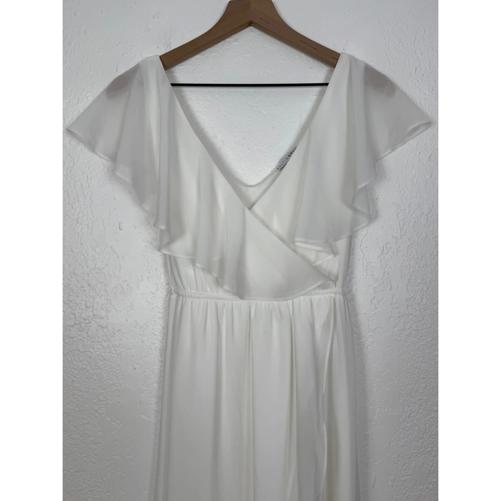 Baltic Born Katya White Ruffle Maxi Dress Chiffon Bridal Size Small - Image 4