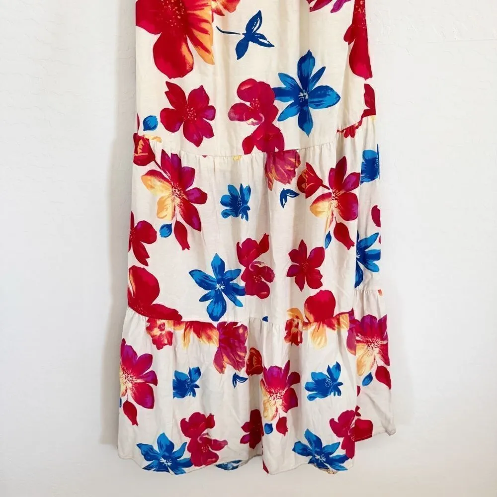 Anthropologie Skies Are Blue Floral V Neck Tie Strap Maxi Dress Size L - Image 14