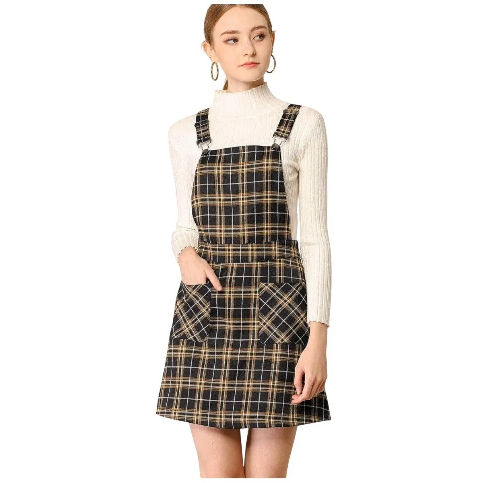 Allegra K Plaid Overall Pinafore Dress Checkered Suspender Skirt XL-New w/ Tags - Image 2