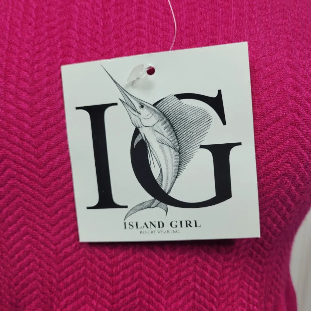 Island Girl Pink Strapless Sundress One Size Smocked Tube Seahorse Print Resort - Image 7