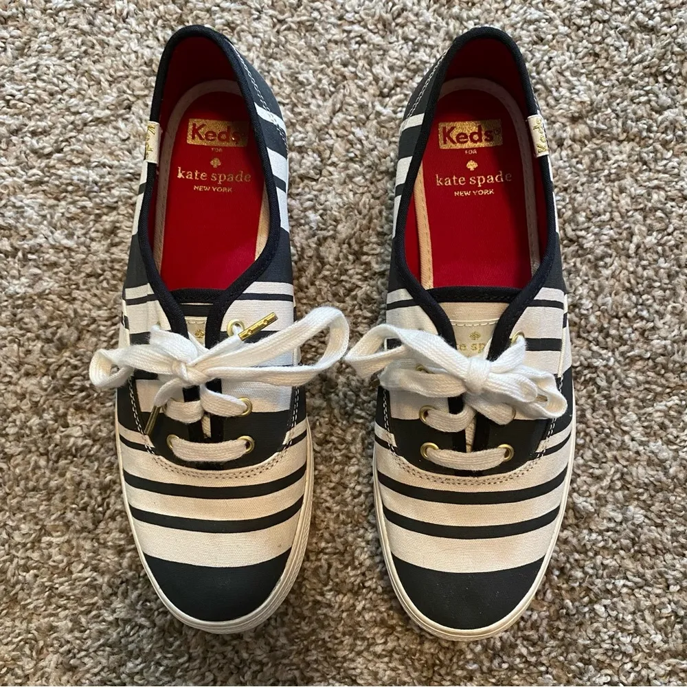 Keds + Kate Spade Striped Sneakers Size 6.5 - Image 10