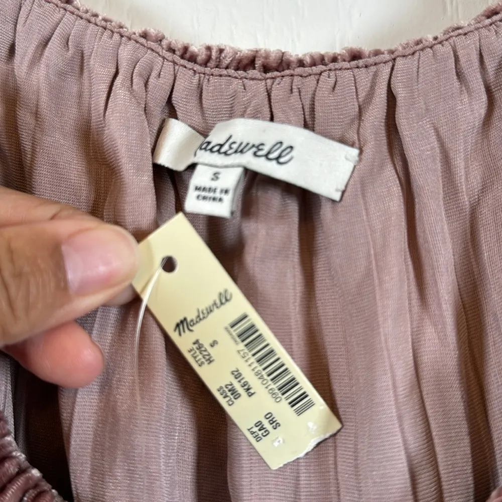 Madewell Blush Ruffle Silk Crushed Velvet Camisole Tank Top Size Small EUC #0984 - Image 5