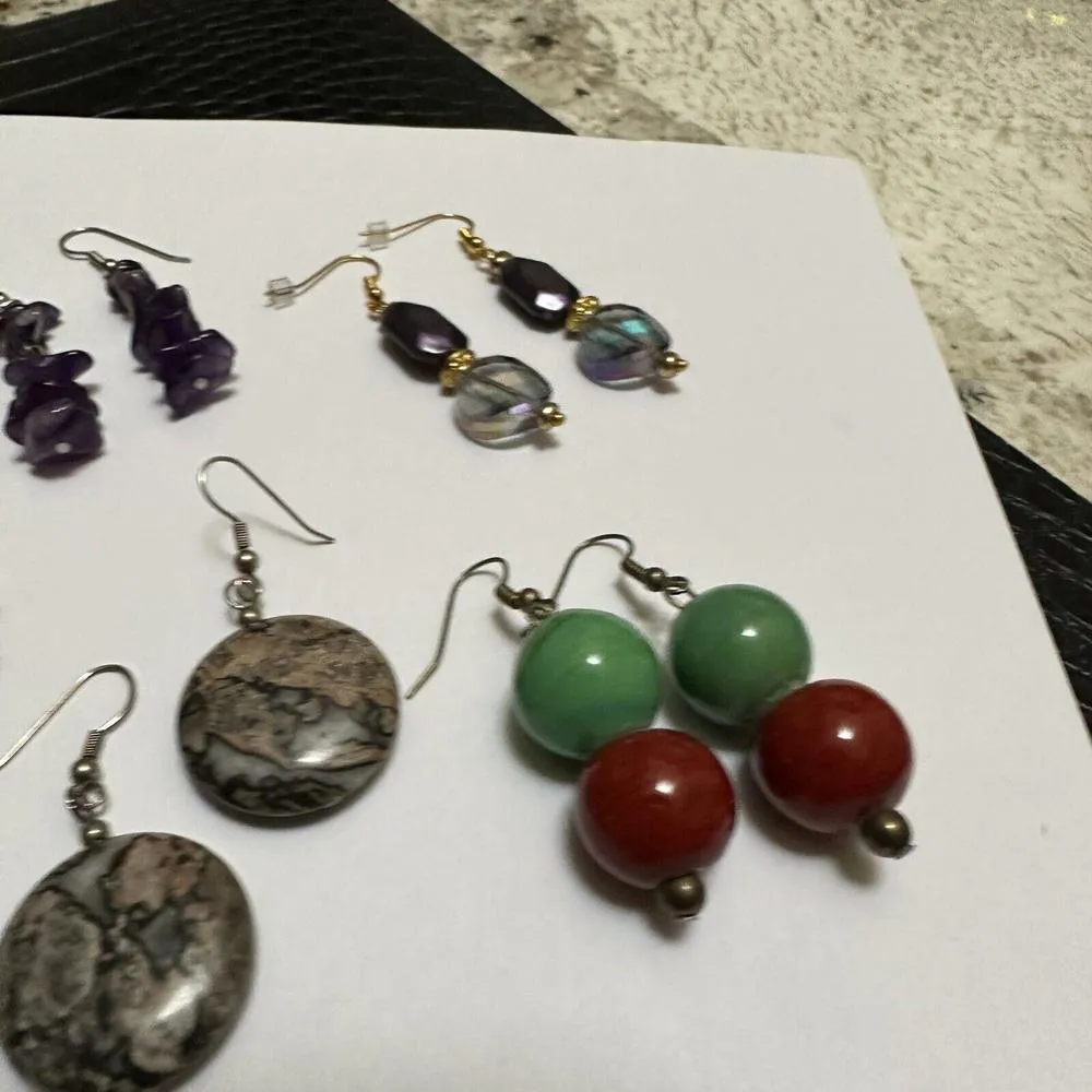 Lot Of 5 Dangle Drop Bead Beaded Mix Pierced Earrings - Image 6