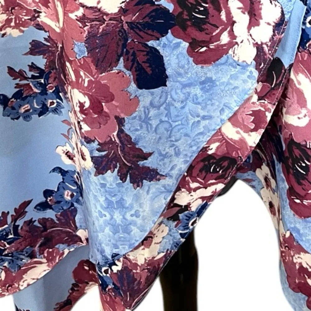 Alex Marie Wrap Dress Midi Ruffle Top Sleeveless Blue Pink Floral Women’s Size 6 - Image 13