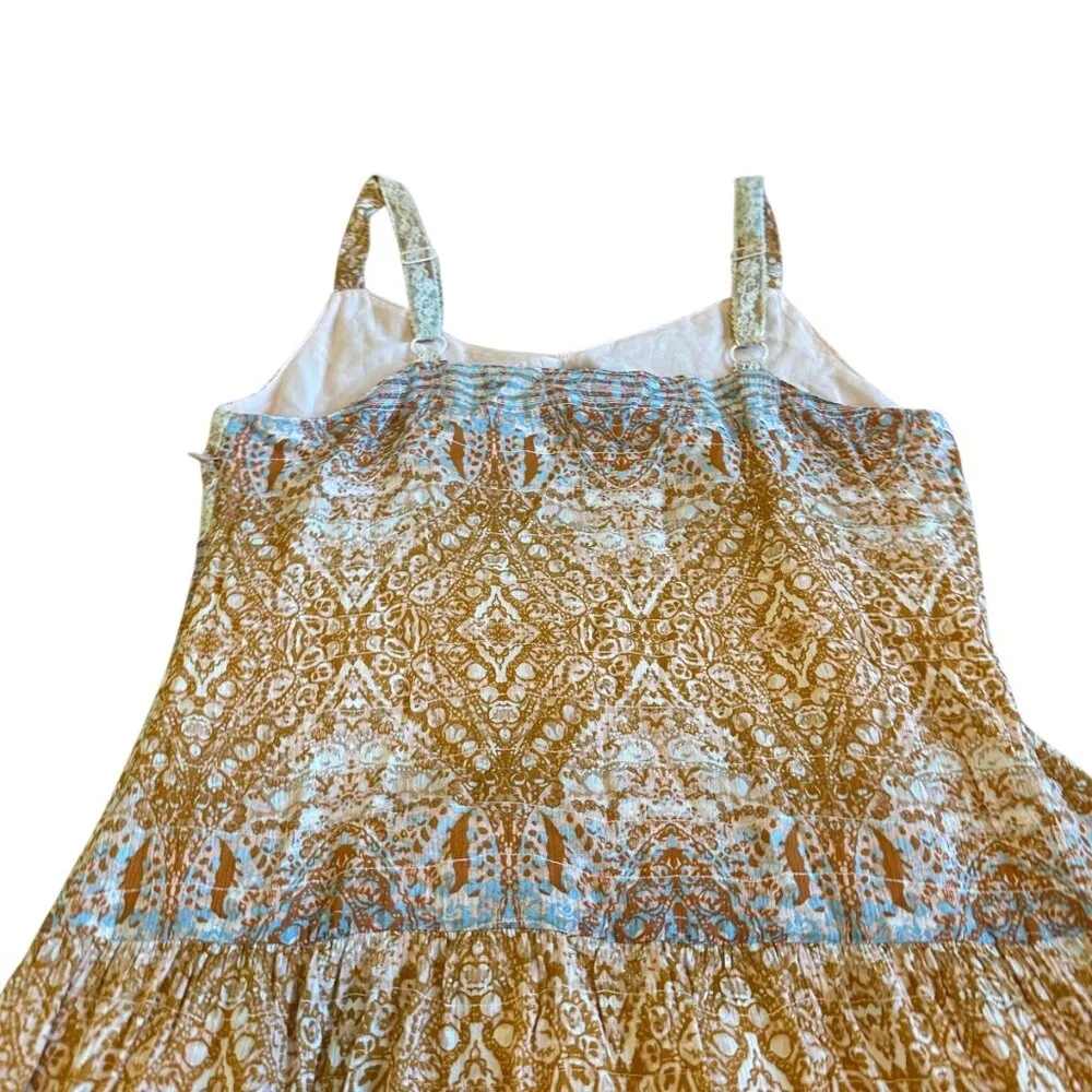 Sundance Bohemian Print Maxi Dress Tank Top Lace Trim Sheath Size 10 Women's - Image 9