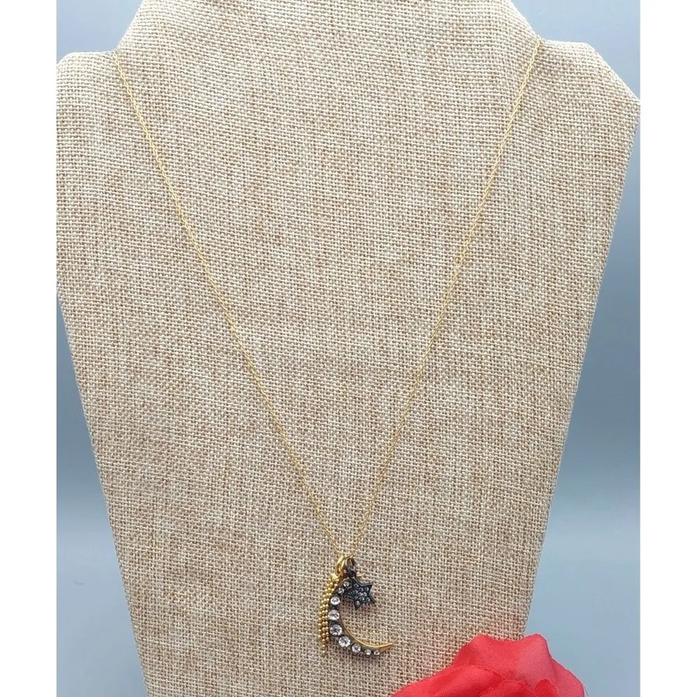 Juicy Couture Gold Tone Pendant Chain Necklace MOON & STARS Long Adjusts to ALL - Image 2