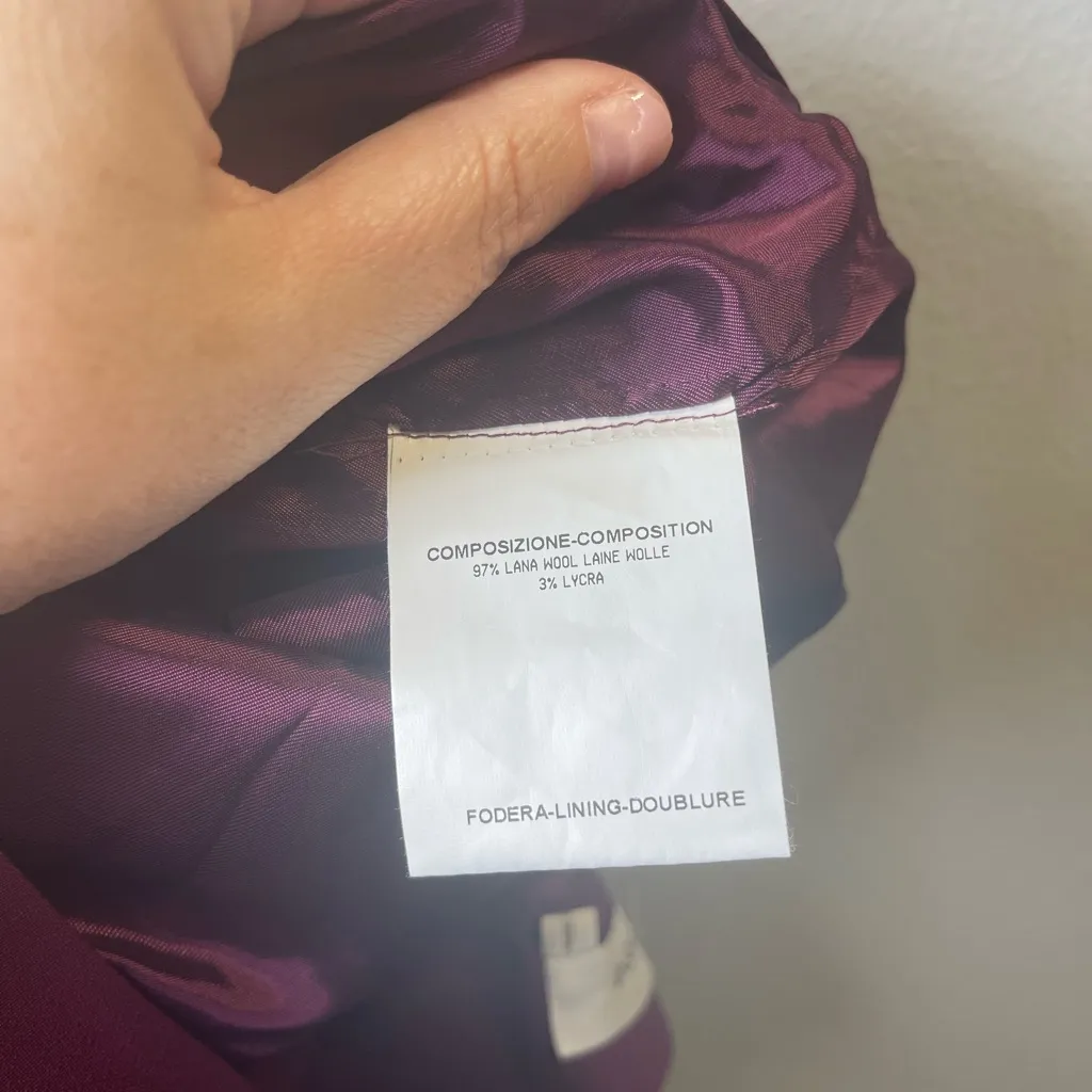 YvesSaintLaurent Women's Sheath Burgundy Wool Mini Dress Size F38 (6)‎ Purple - Image 3