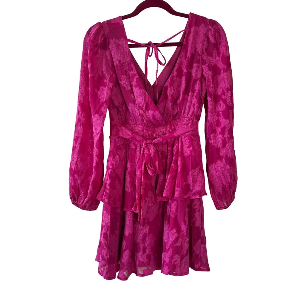 Band of the Free Kiss Me Fuchsia Pink Peplum Mini Dress Women’s Size XS NWT - Image 2