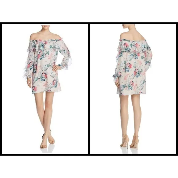 💕PARKER💕 Off the Shoulder 100% Silk Floral Dress - Image 2