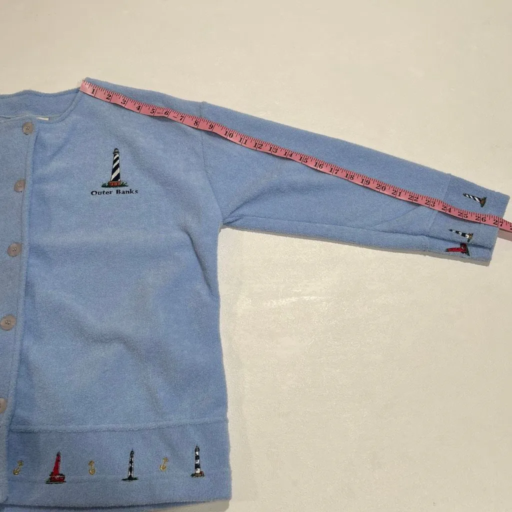 NWT AU Outer Banks Lighthouse Embroidered Fleece Cardigan • Women’s L • Blue But Size L - Image 8