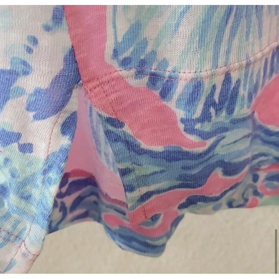 Lilly Pulitzer Mikela top pink pout barefoot princess blue shells size S - Image 8