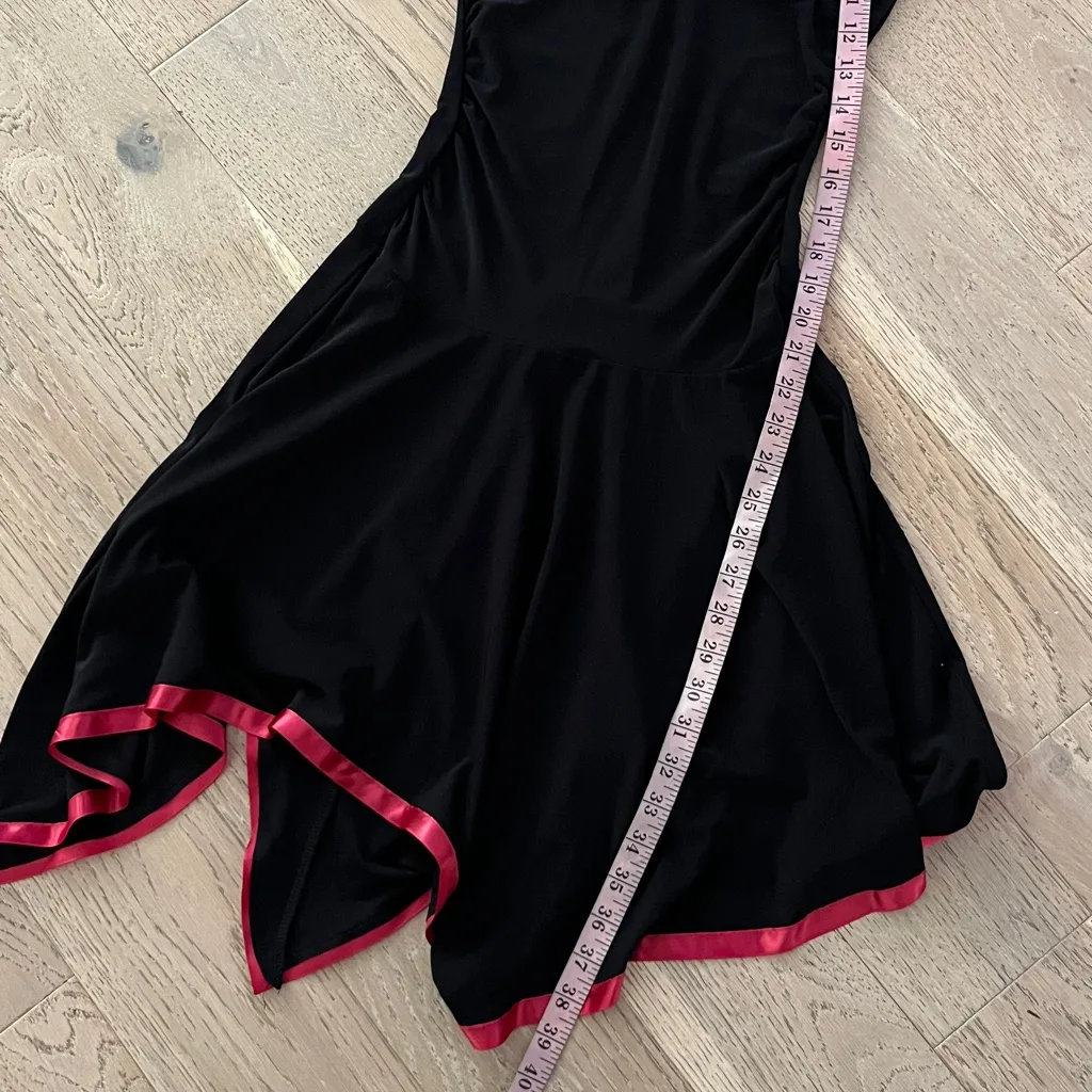 Y2K Taboo Black Red Halter Dress Satin Trim Jersey Stretch Pin Up XS - Image 6