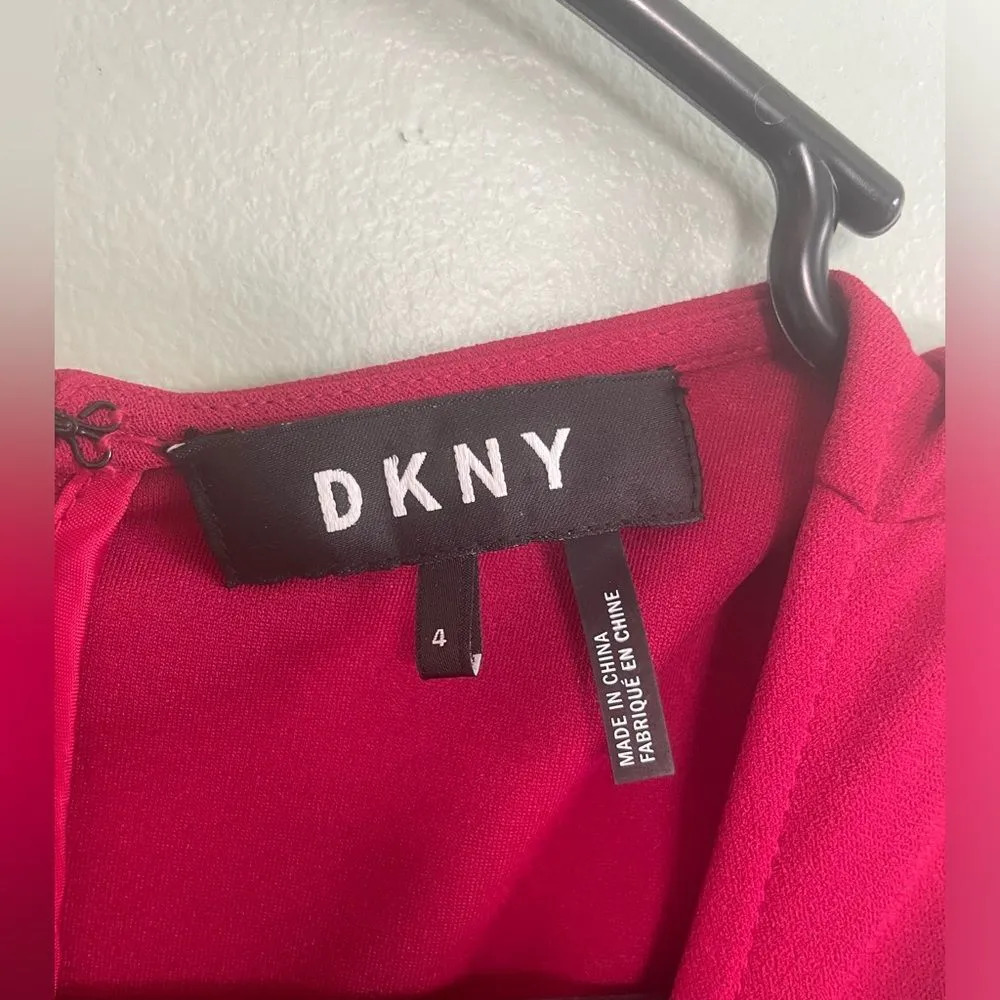 DKNY Pink Scuba Crepe Asymmetrical Knee Length Dress Size 4 - Image 6