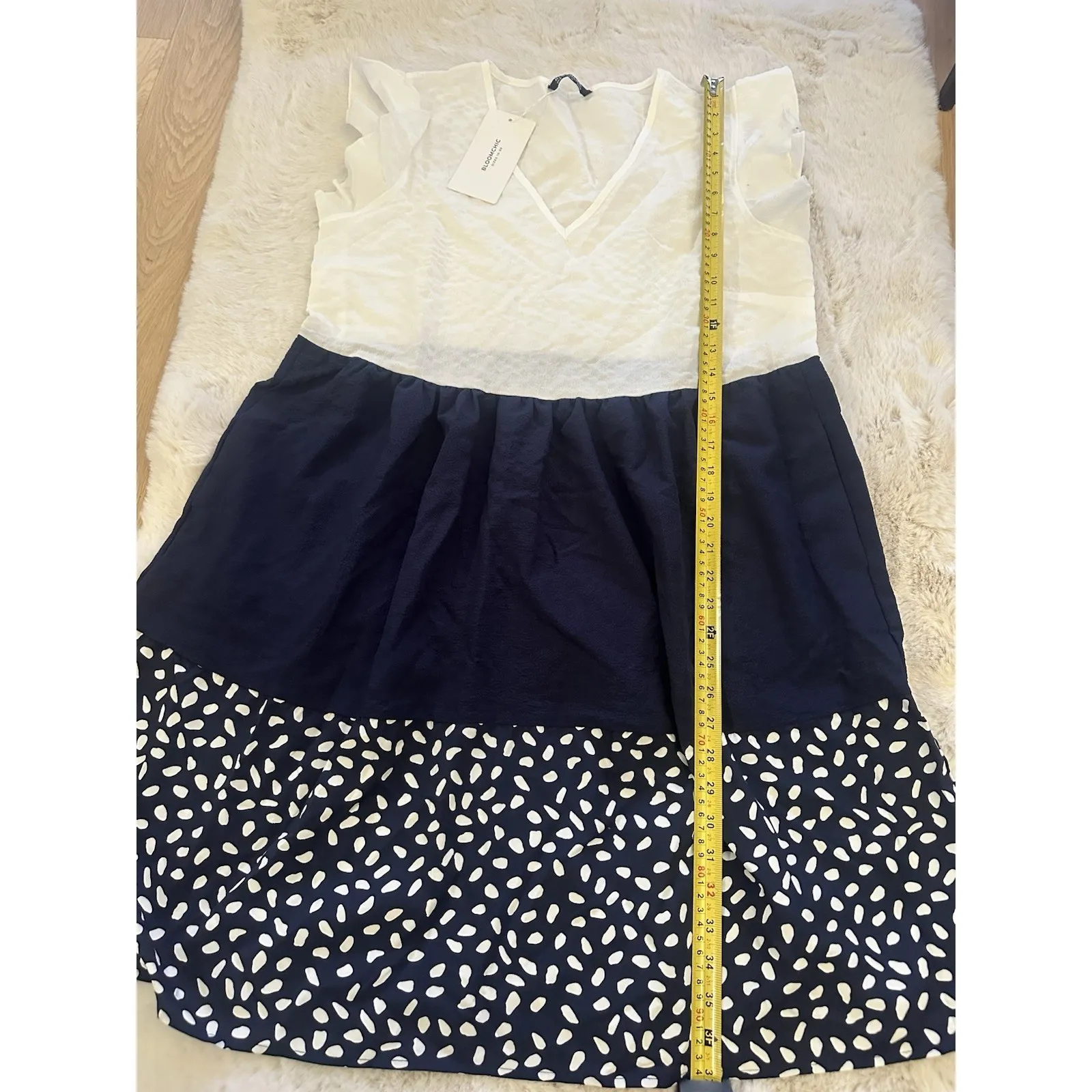 Bloomchic Polka Dot Flutter Sleeve‎ Midi Dress Size 12 - Image 7