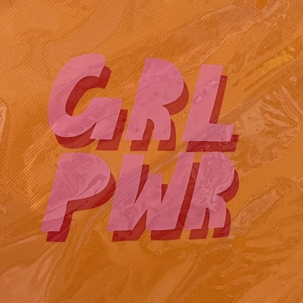 GRL PWR Girl Power Gift with Purchase Cosmetic Travel Pouch Orange Pink - Image 4