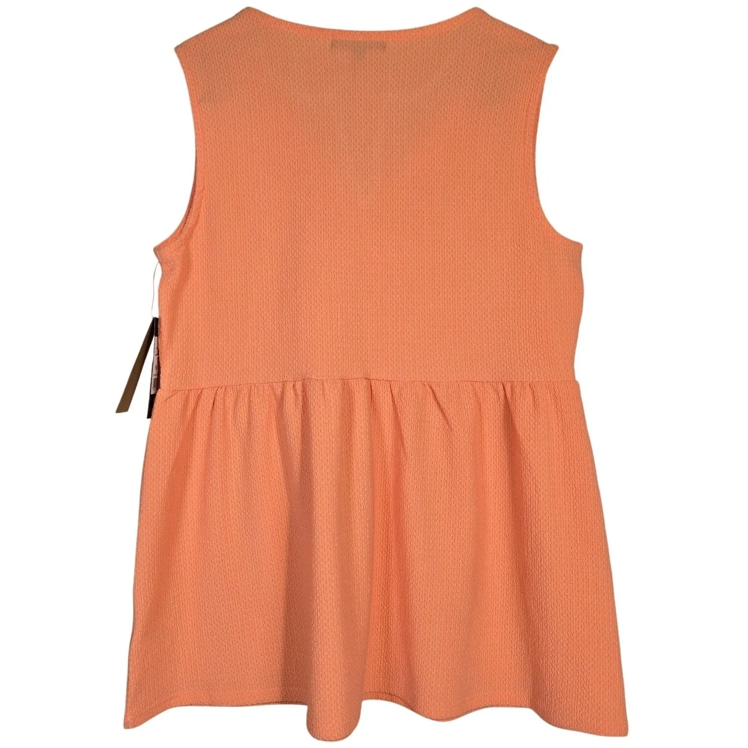 FRYE Cadmium Orange Textured Peplum Tassel Tie Neck Tank Top Shirt‎ Women's M - Image 4