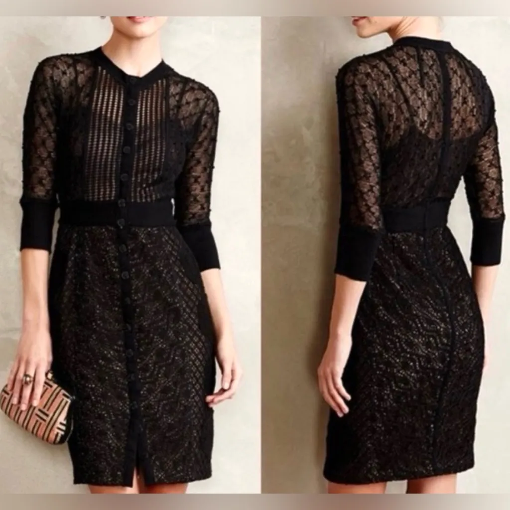 Beguile Byron Lars Anthropologie Mona Knit Dress Long Sleeve Black Size 0 - Image 2