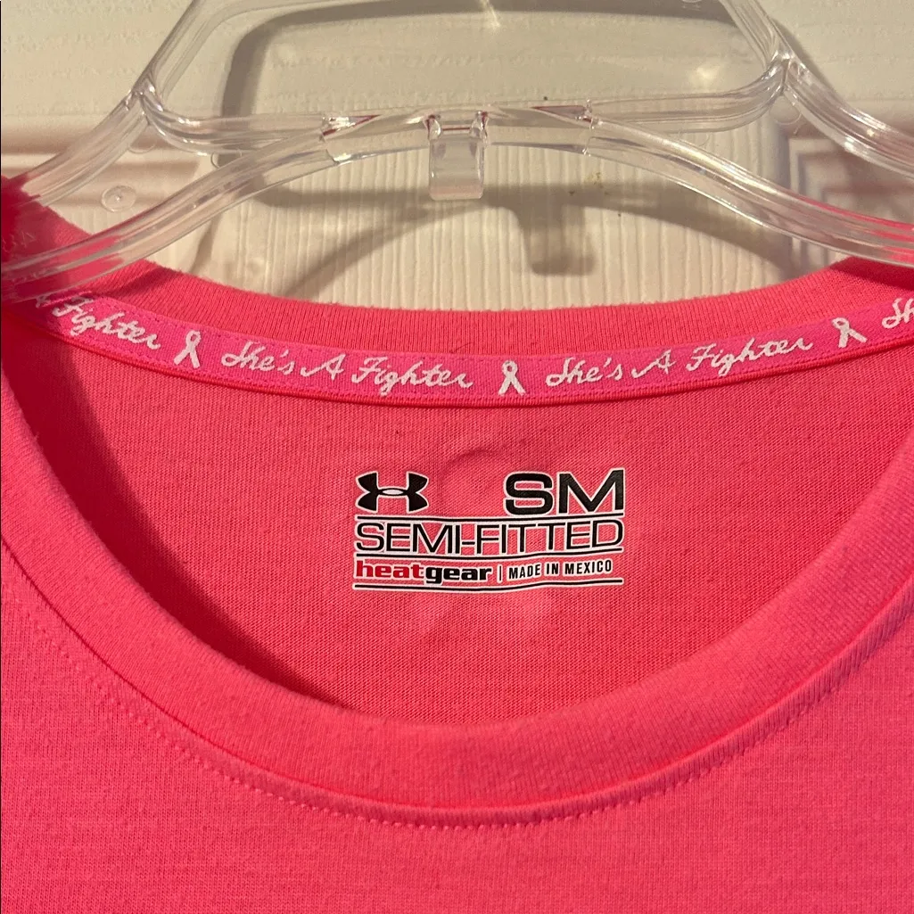 Under Armour Vibrant Pink Tee Go Pink Or Go Home  Breast Cancer Awareness Small - Image 3