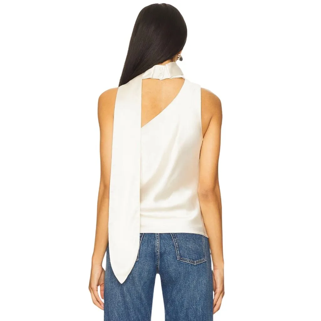 Line & Dot x REVOLVE Gloss Top in Cream Small New Womens Satin Halter Blouse - Image 3