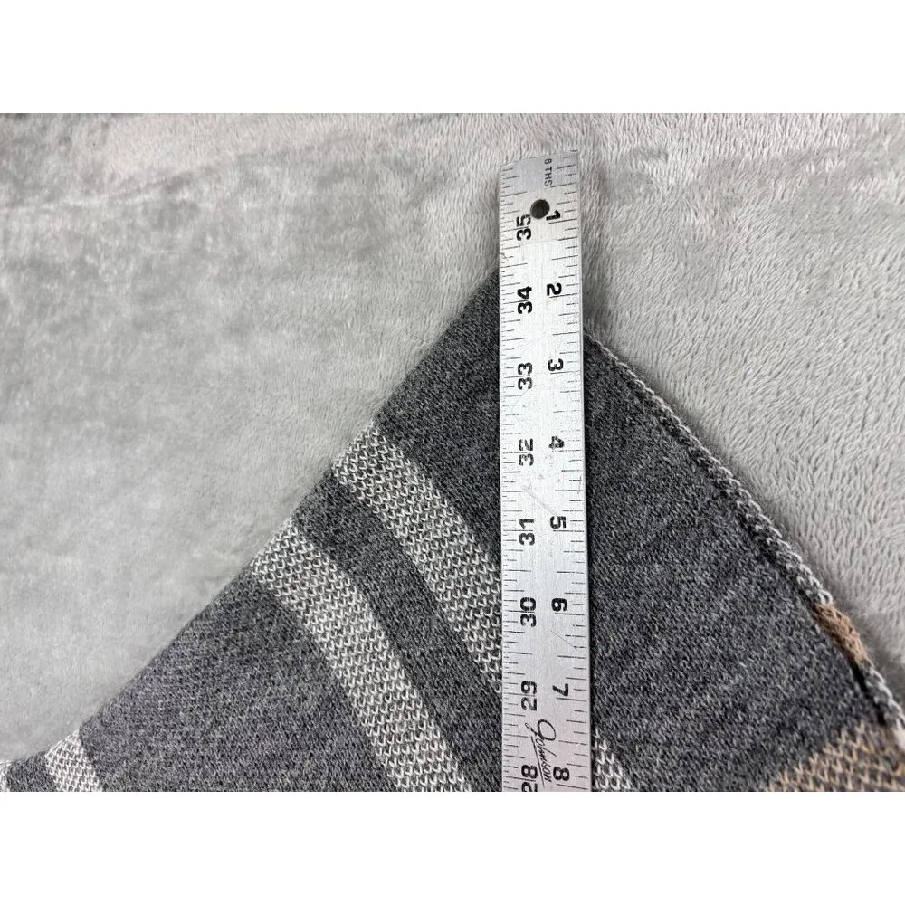 Nardi & Tagliaferri Gray Plaid Knit Poncho OSFA Made In Italy Wool Blend Size undefined - Image 7