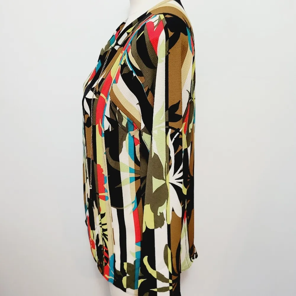 Rafaella multicolored abstract floral crepe blouse size small - Image 5