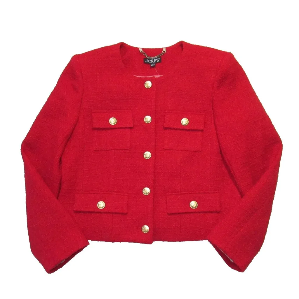 NWT J.Crew Isabelle Lady Jacket in Radiant Ruby Red Tweed 6 $248 - Image 2