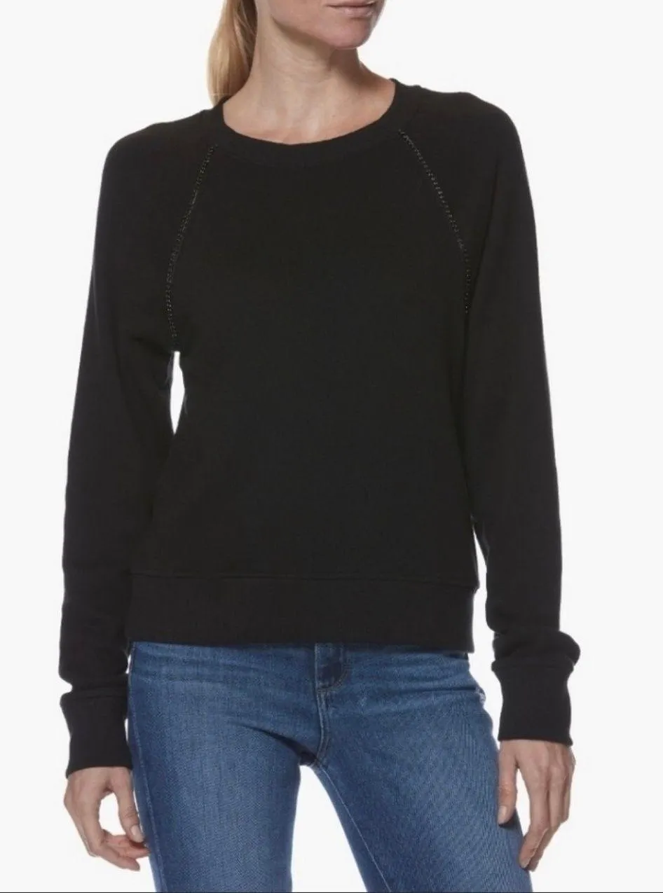 Daytona Chain Trim Casual Pullover Sweatshirt Black Silver Size Large - Image 2