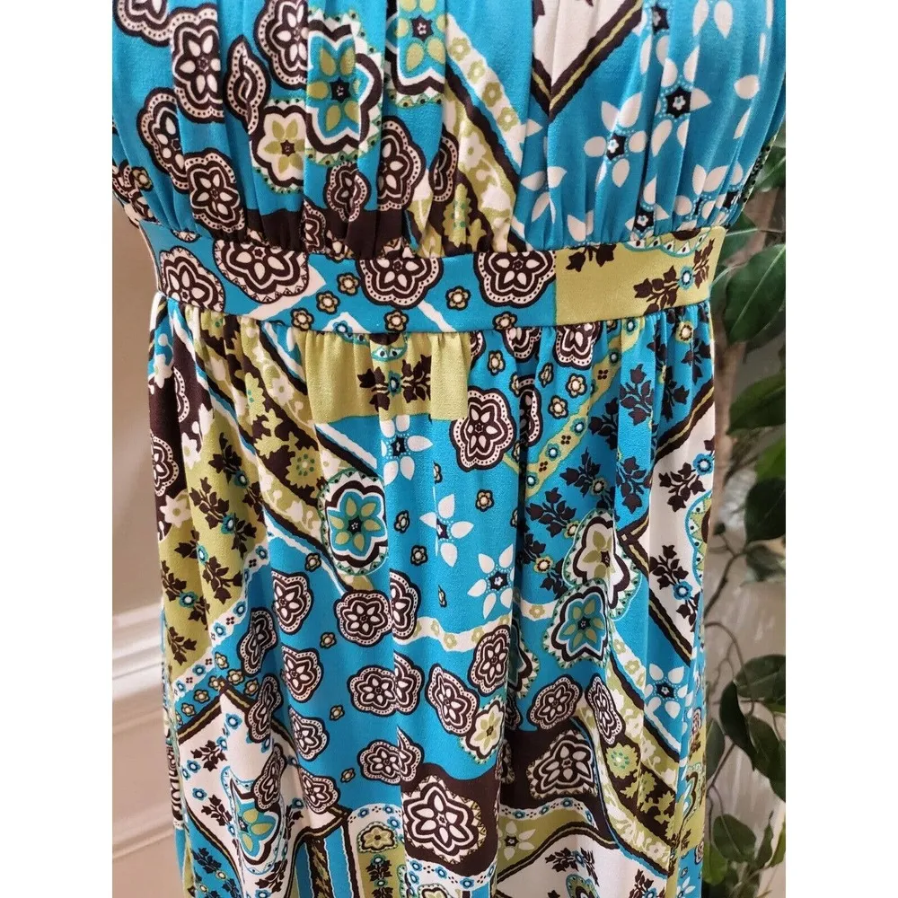 Suzi Chin Women's Multicolor Square Neck Short Sleeve Knee Length Dress Size 8 - Image 3