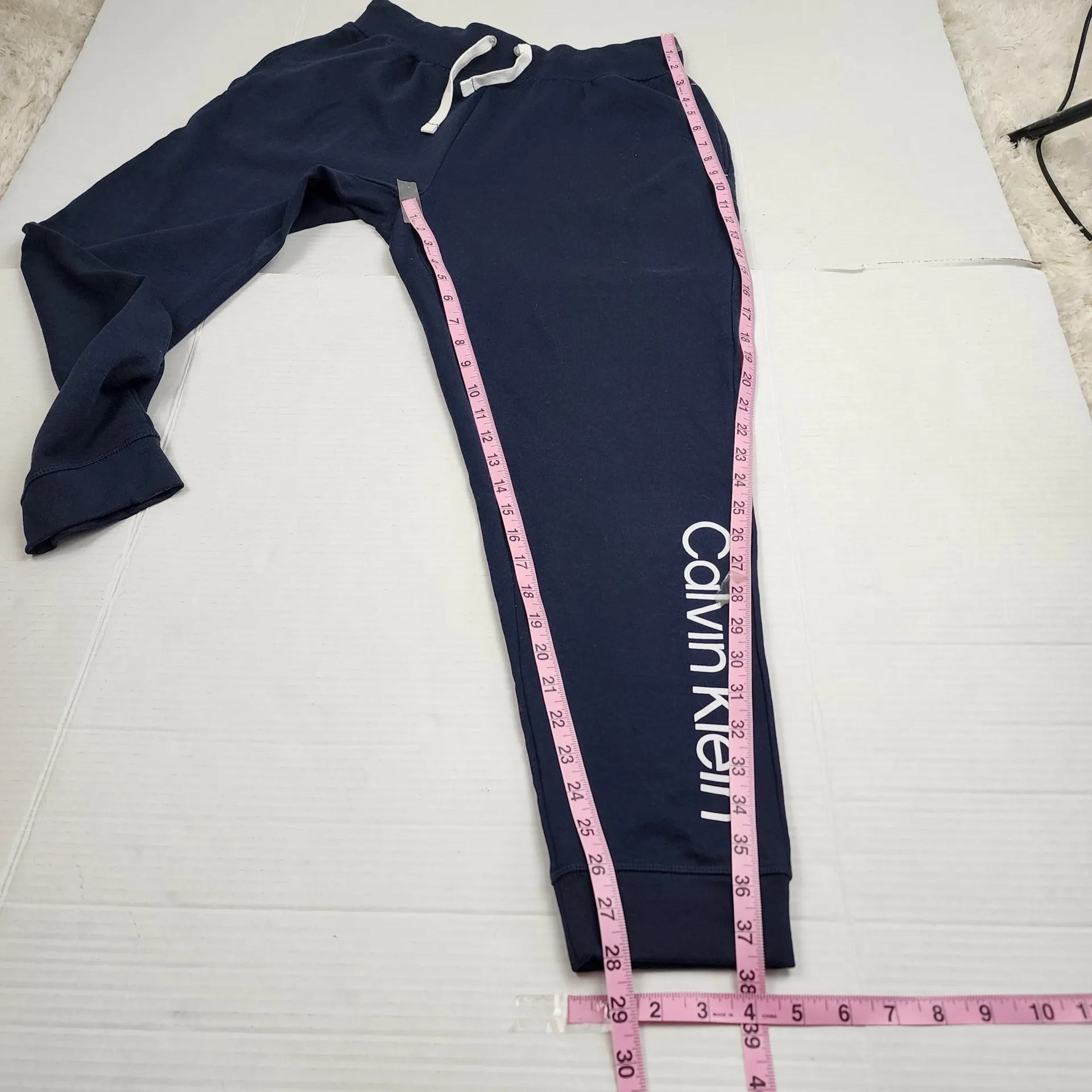 Calvin Klein Sleepwear Pants Navy Blue Lounge Joggers Cotton Blend Size M - Image 8