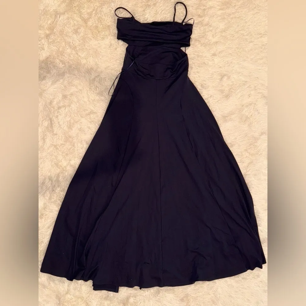 NWOT Susana Monaco String Long Slit Cutout Maxi Sundress in Navy Blue sz L - Image 5