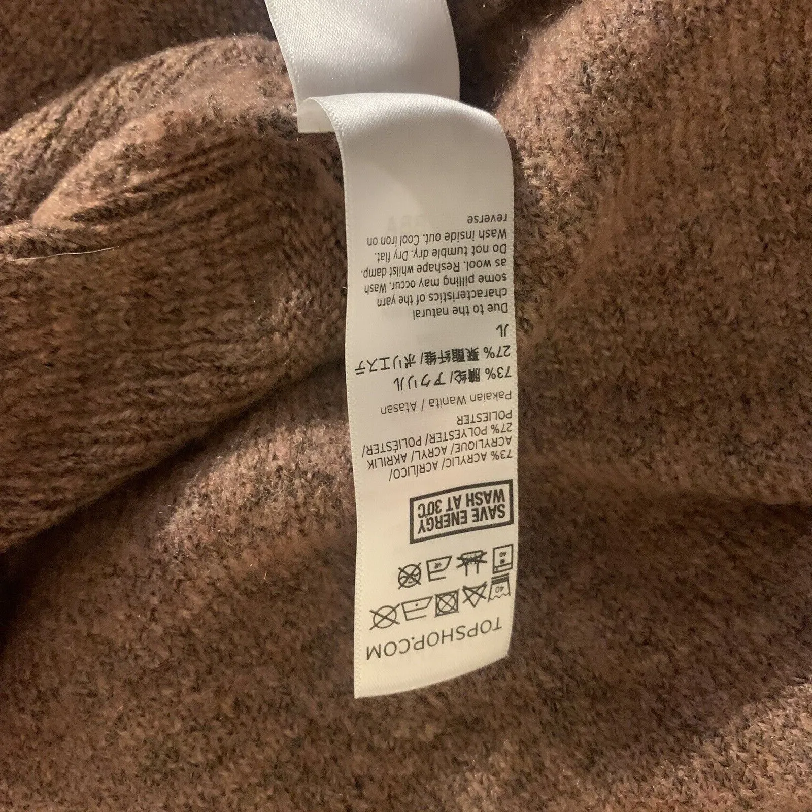 Topshop Oversized Sweater Sz 6 Dusty Rose Pink Puff Sleeves  NWT Cozycore - Image 10