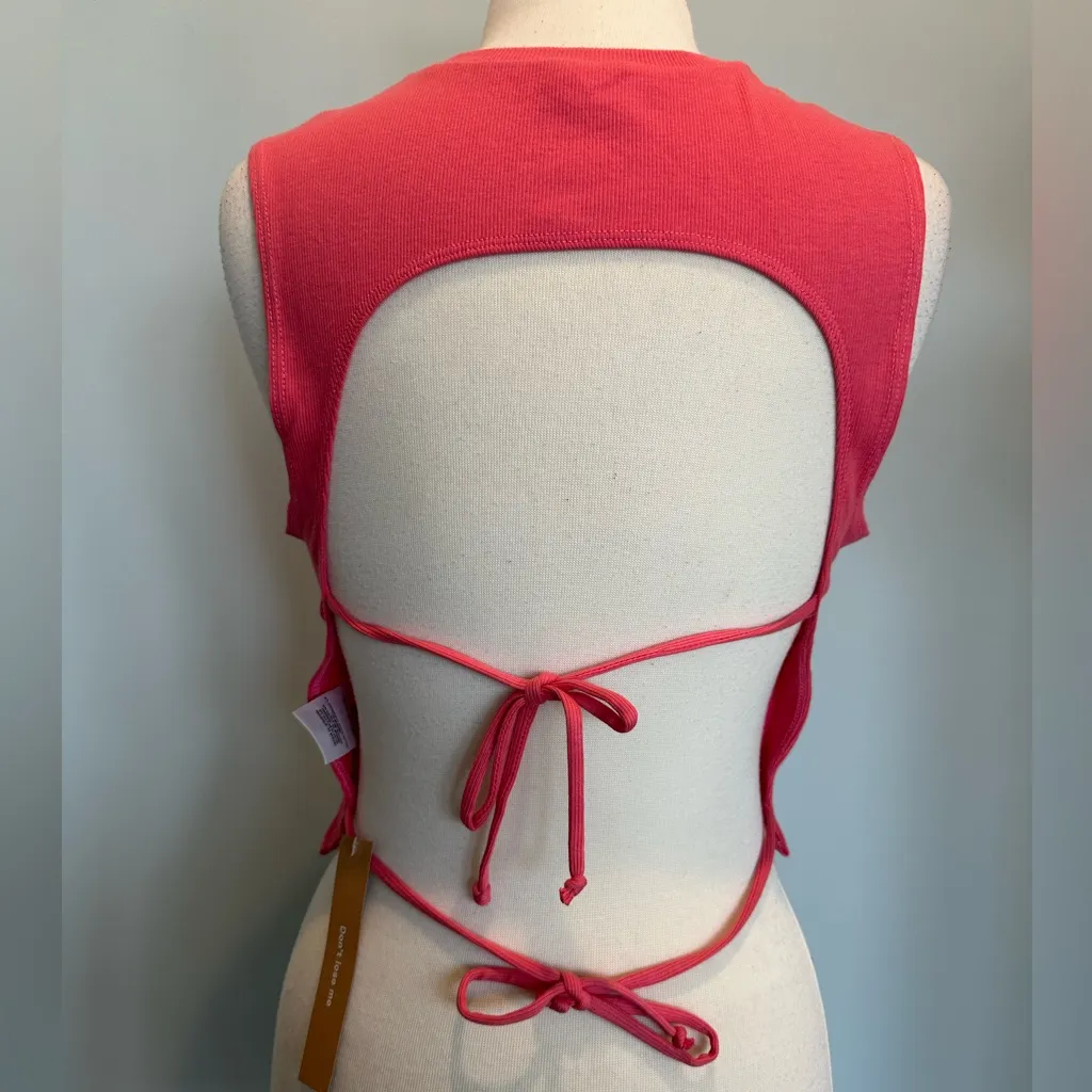 Reformation Raiden Knit sleeveless tank tie back detail size Large new with tags - Image 4