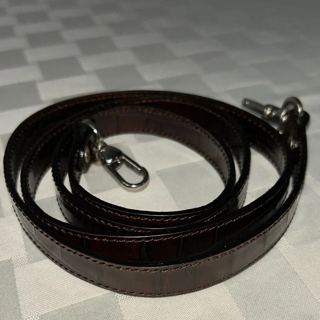 Crocodile Embossed Brown Leather Strap Purse/Bag - Image 3