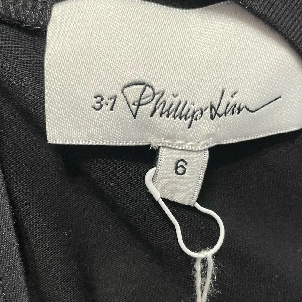 3.1 PHILLIP LIM Gabardine Jersey Panel T-Shirt Dress Black Women’s Sz 6 - Image 6