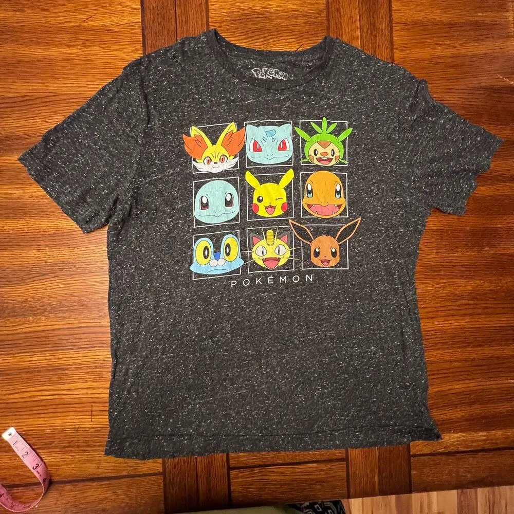 Pokémon Pikachu Bulbasaur Squirtle Charmander Short Sleeve T-Shirt Large Gray - Image 3