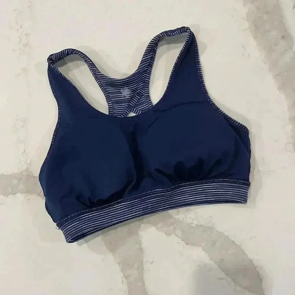 Tek Gear Padded Sports Bra Blue Medium Support Keyhole Back Womens Small Workout - Image 3