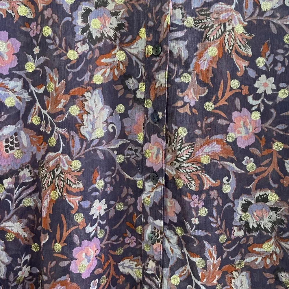 Olivaceous NWT!! Women’s  purple blush gold shimmer button down top, Small - Image 3