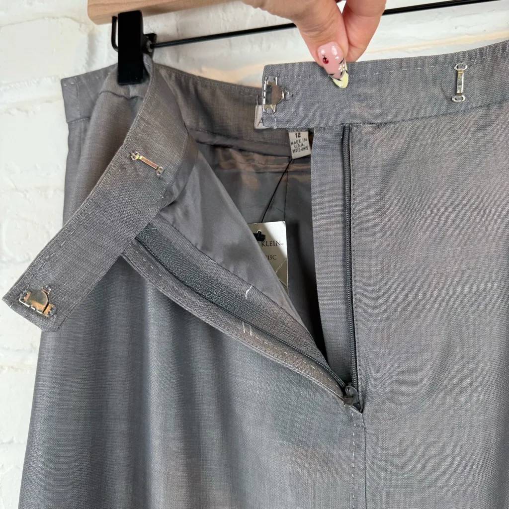 Vintage Anne Klein Gray Skirt Suit Blazer Pencil Skirt Platinum Size 12 NWT - Image 10