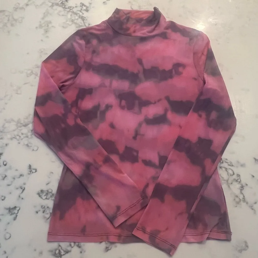 By Anthropologie Mesh Pink Purple Turtleneck Top Size Small MSRP $68 - Image 6